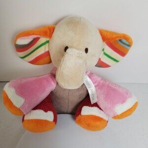 Happy Horse Plush Colorful Elephant Soft Stuffed Animal Toy Stripe Ears 9"